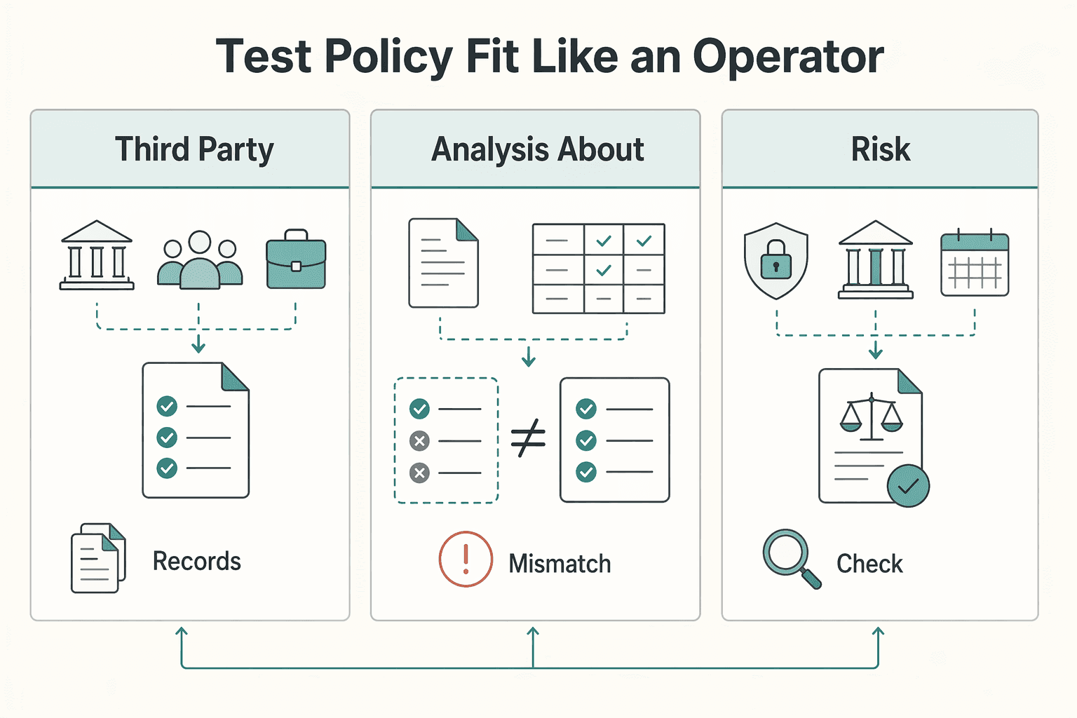 Diagram showing 4) Test policy fit like an operator for How Journalists and Bloggers Should Choose Media Perils Insurance.