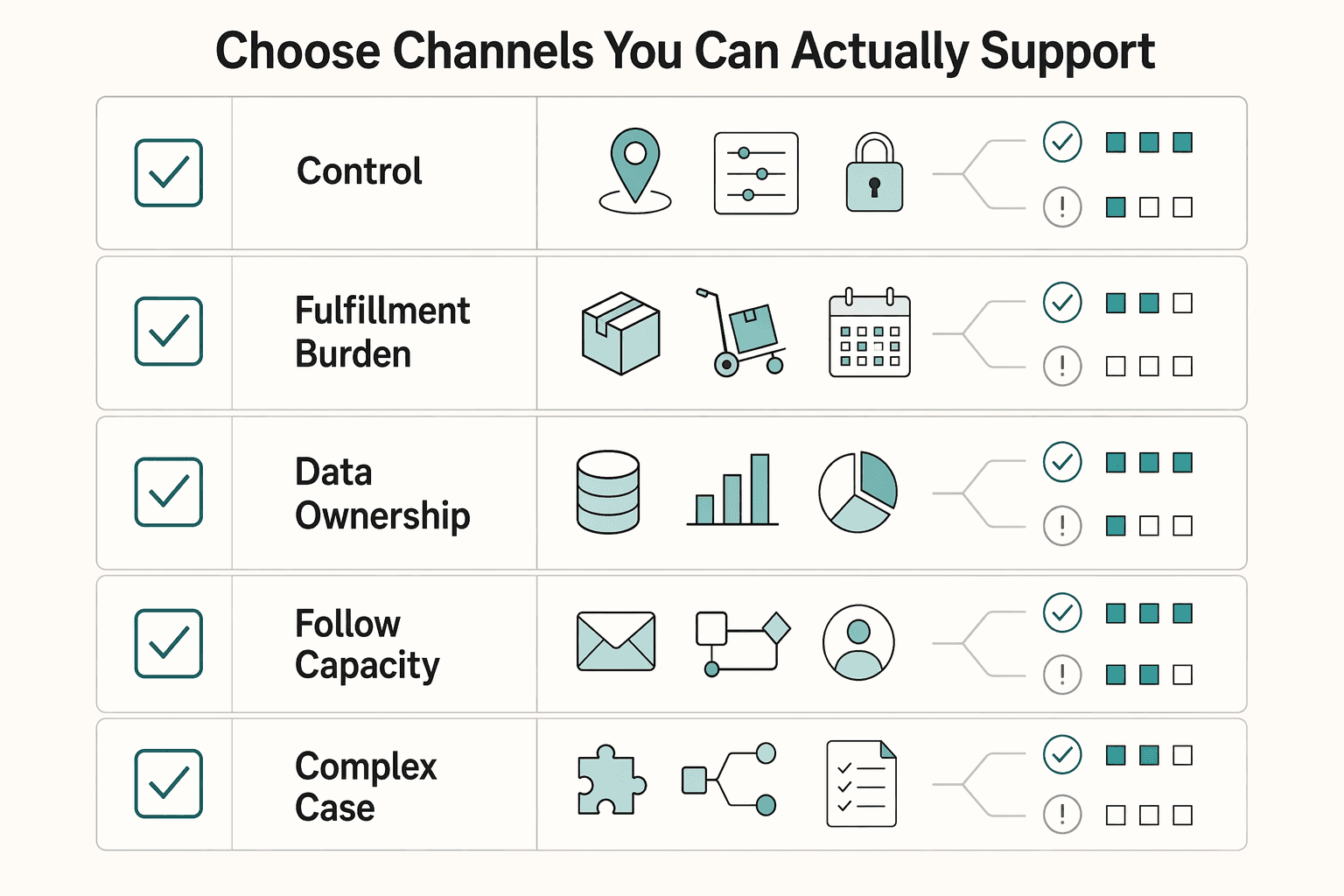 Diagram showing Choose channels you can actually support for Launch Strategies for a Self-Published Book That Drive Client Work.