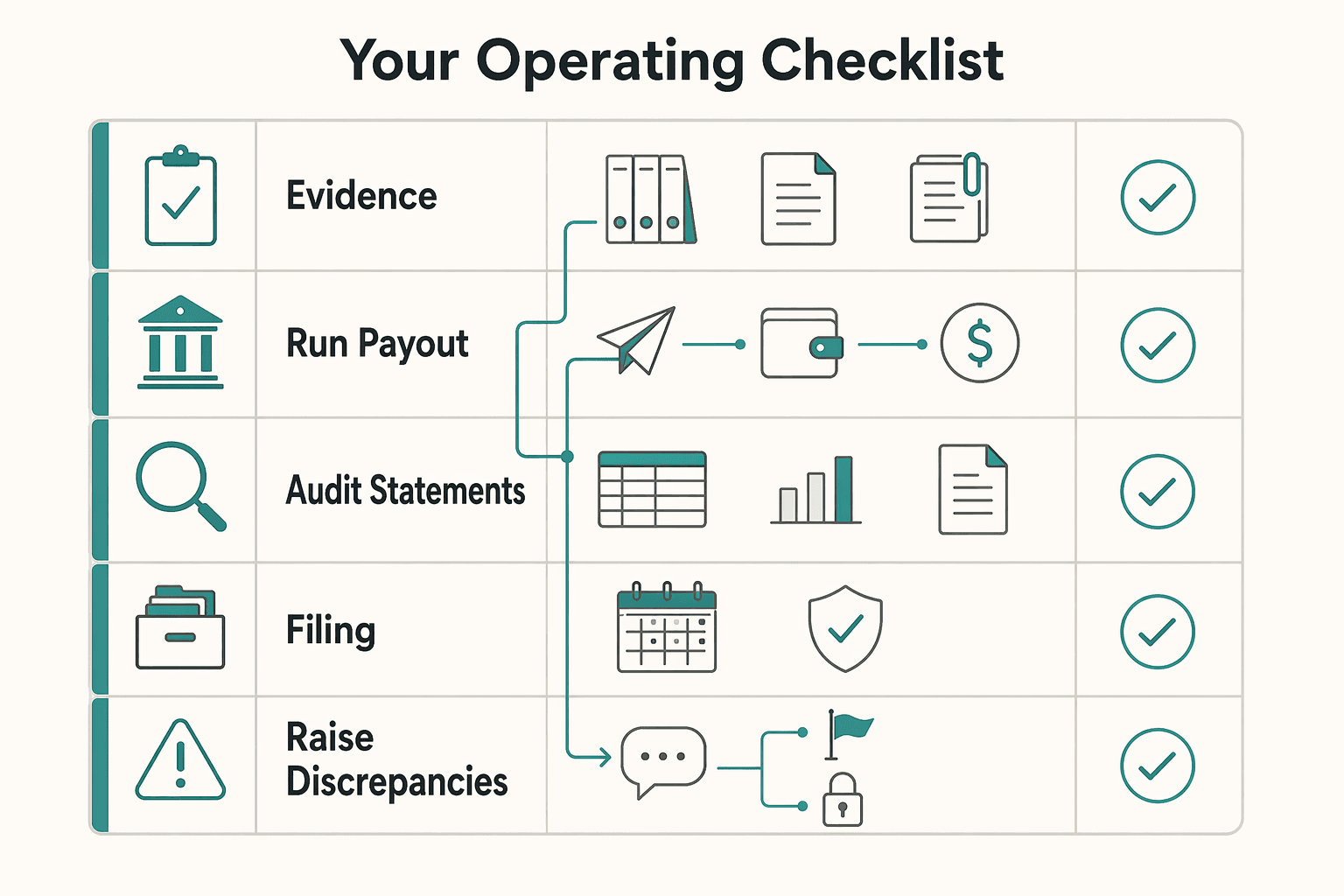 Diagram showing Your operating checklist for Book Advances and Royalties for Authors Who Need Steady Cashflow.