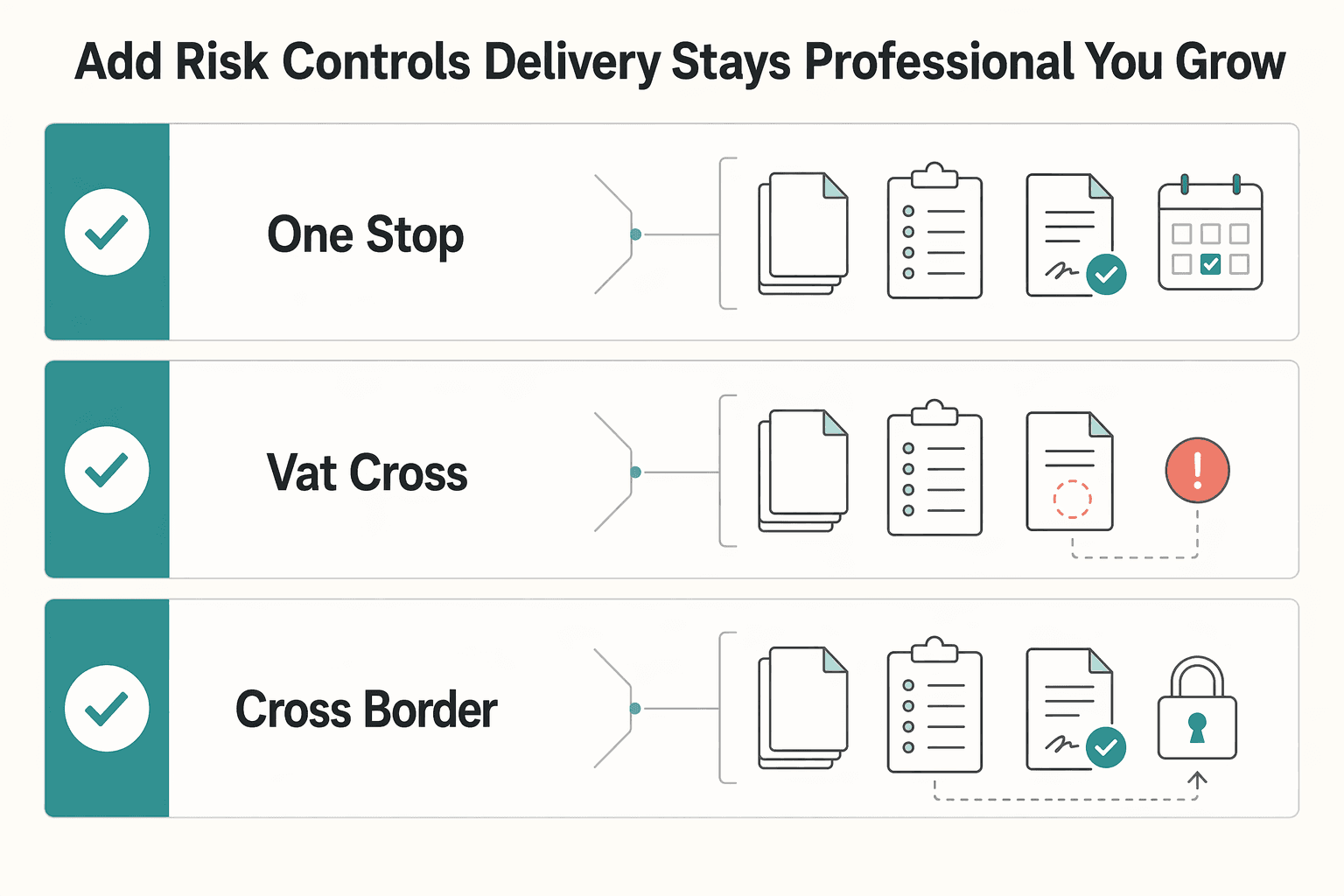 Diagram showing Add risk controls so delivery stays professional as you grow for How to Apply Jobs-to-Be-Done to Your Freelance Services.