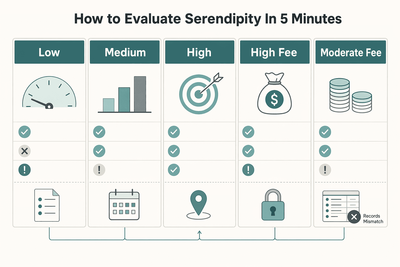 Diagram showing Finally, Deploy the 'Go/No-Go Matrix': How to Evaluate Serendipity in 5 Minutes for How Freelancers Create Serendipity With a Go/No-Go System.