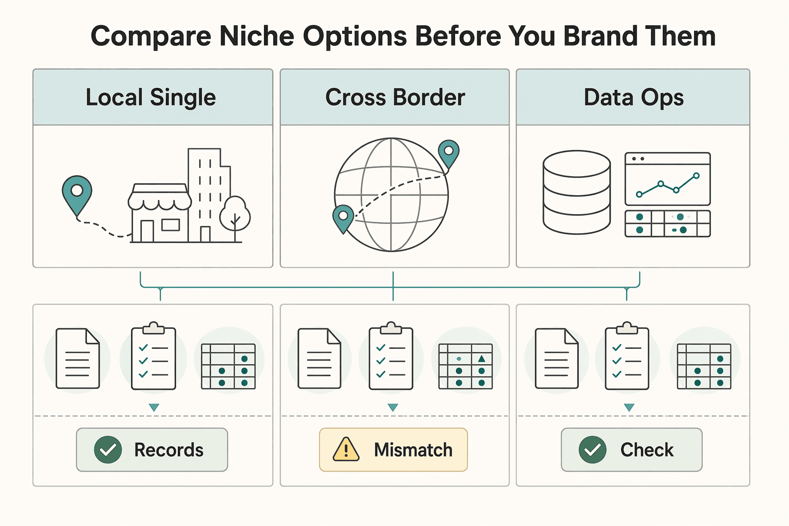 Diagram showing Step 1: Compare niche options before you brand them for How to Apply the Long Tail Theory to Your Freelance Niche.