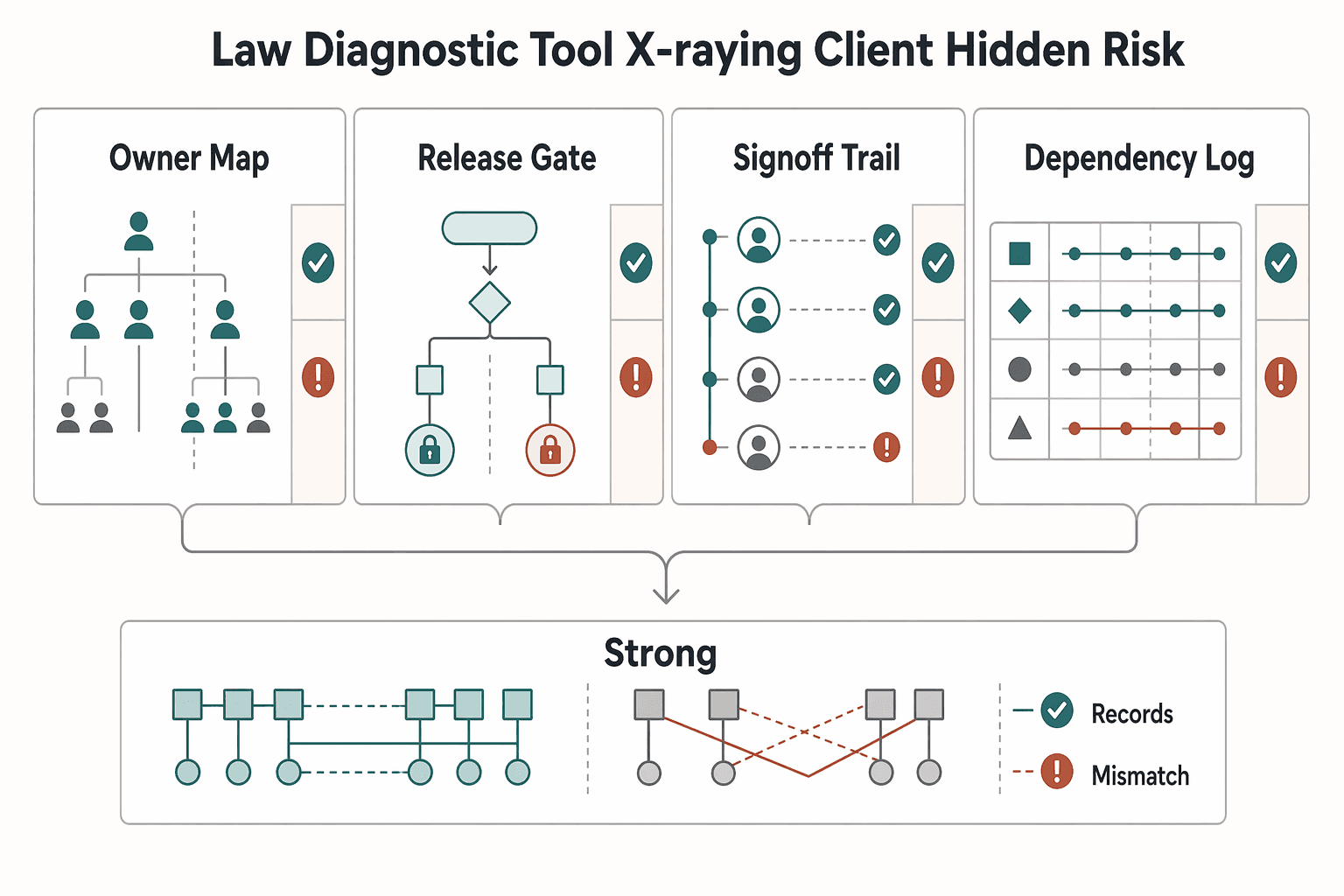 Diagram showing Part 1: The Law as a Diagnostic Tool - X-Raying a Client for Hidden Risk for How Conway's Law Shapes Software Development Decisions.