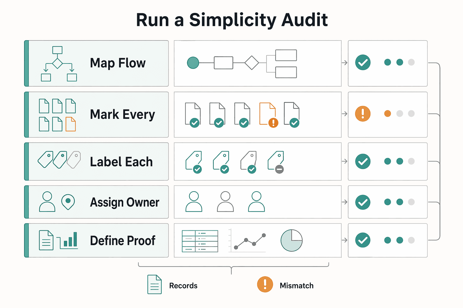 Diagram showing Run a simplicity audit for A Freelancer's Guide to Occam's Razor for Problem-Solving.