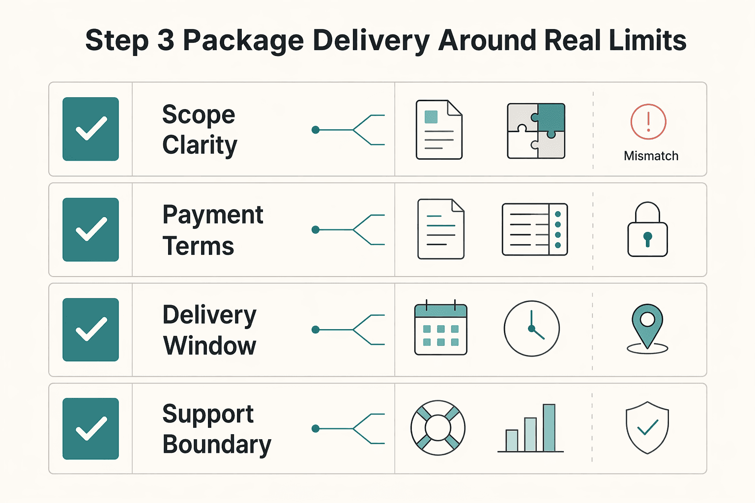 Diagram showing Step 3. Package delivery around real limits for The Scarcity Principle for Selling Digital Products.