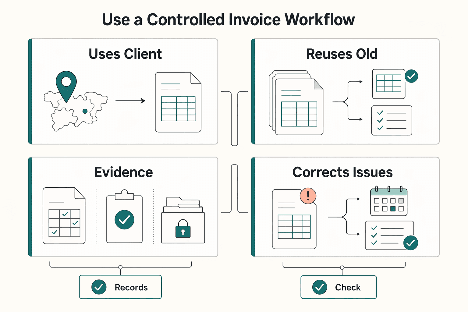 Diagram showing Use a controlled invoice workflow for Growth Mindset for Freelancers Who Want a More Stable Business.