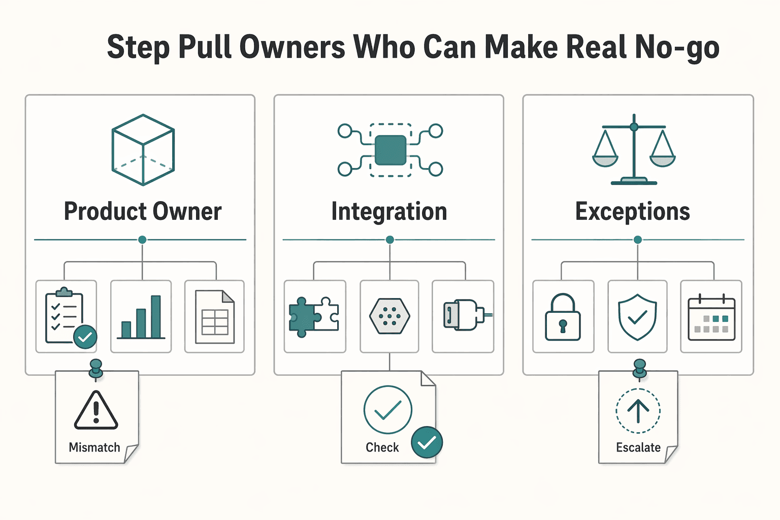 Diagram showing Step 3 Pull in the owners who can make a real go or no-go call for Offer Instant Payouts Without Taking on Float Risk.