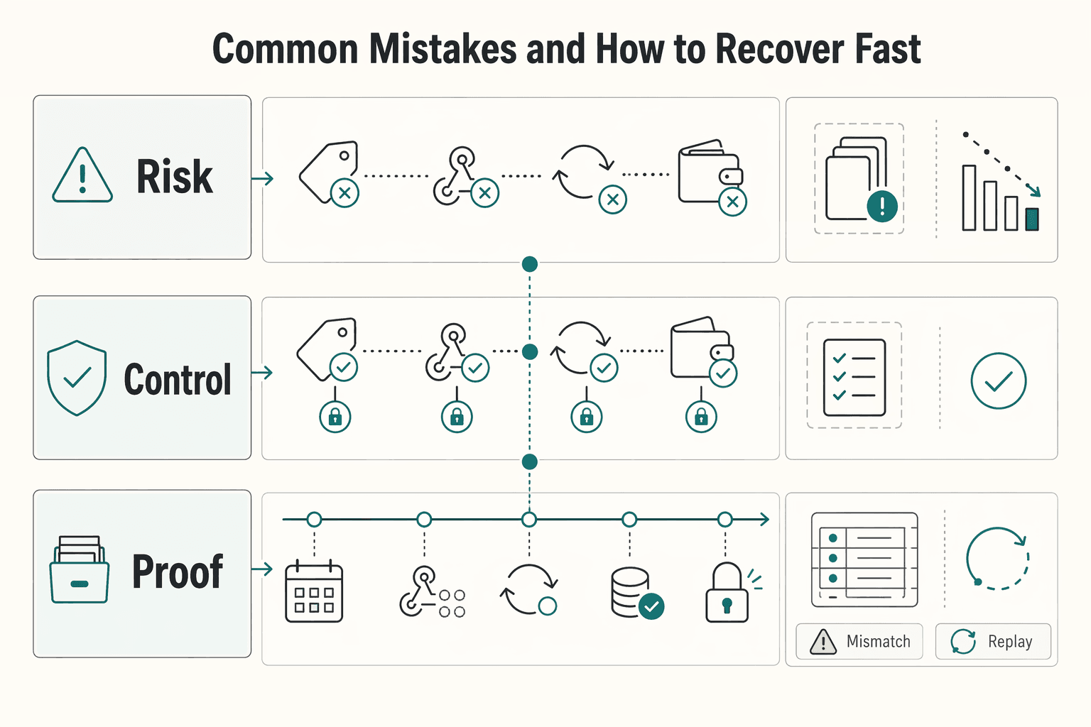 Diagram showing Common mistakes and how to recover fast for Currency Risk for Platforms Collecting USD and Paying INR.