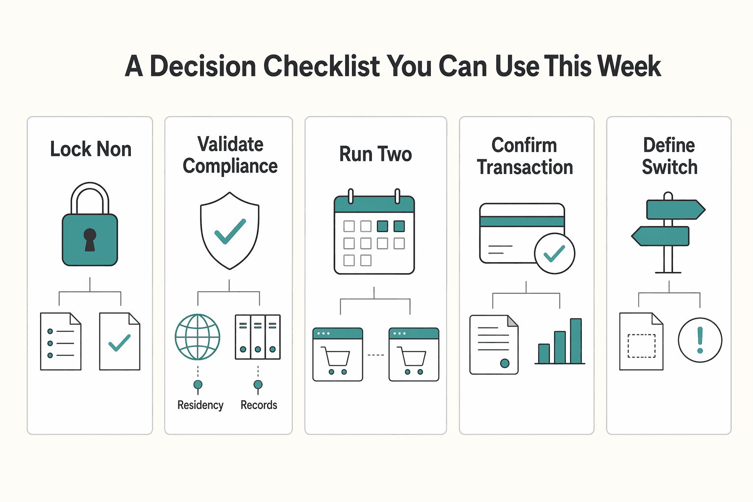 Diagram showing A decision checklist you can use this week for Hosted Checkout vs Custom Checkout for Service Businesses.