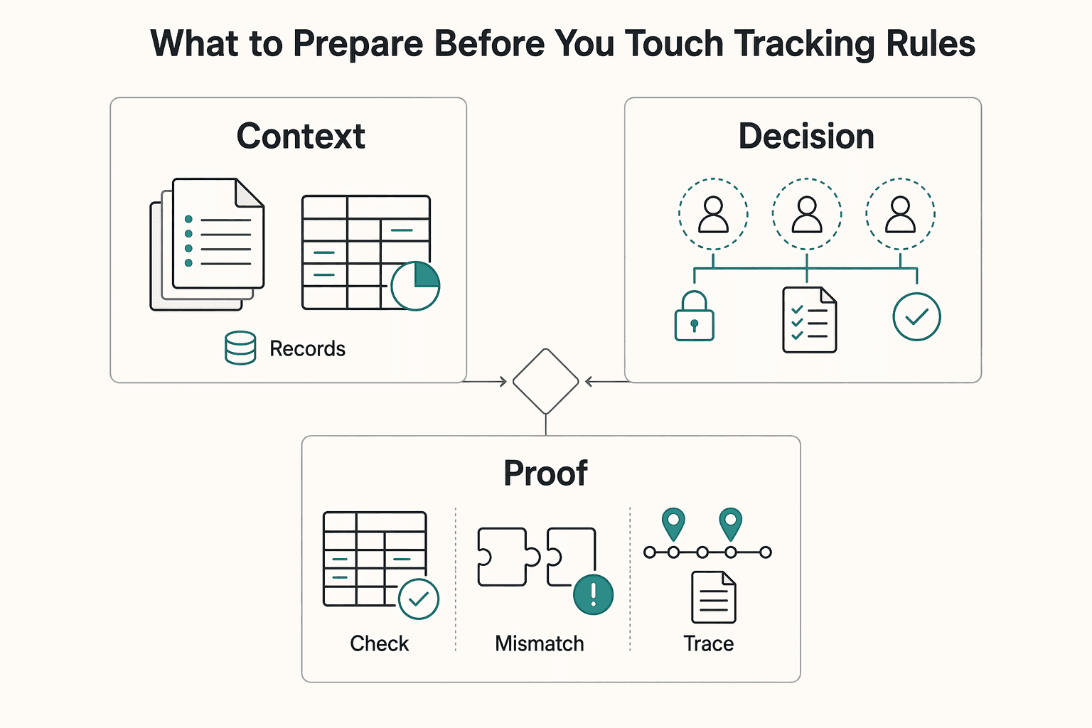 Diagram showing What to prepare before you touch tracking rules for Billable Hours Tracking to Maximize Hourly Rate Revenue.