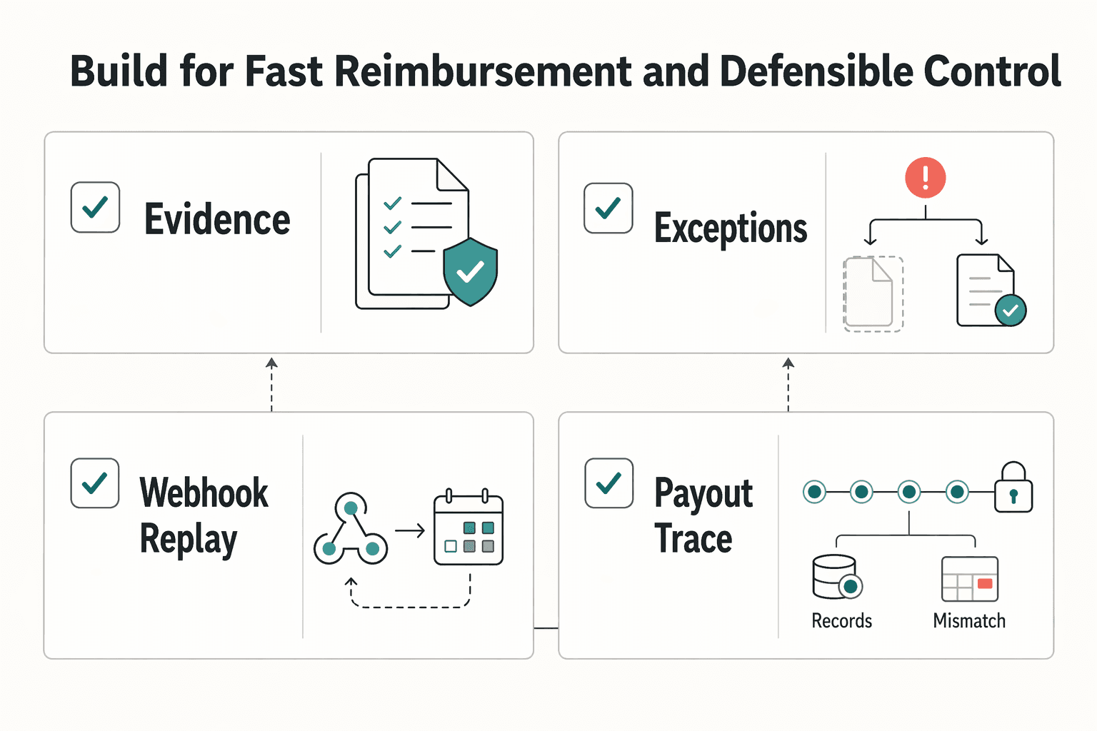 Diagram showing Build for fast reimbursement and defensible control for How Clients Get Paid Back Through Better Expense Reimbursement Workflows.