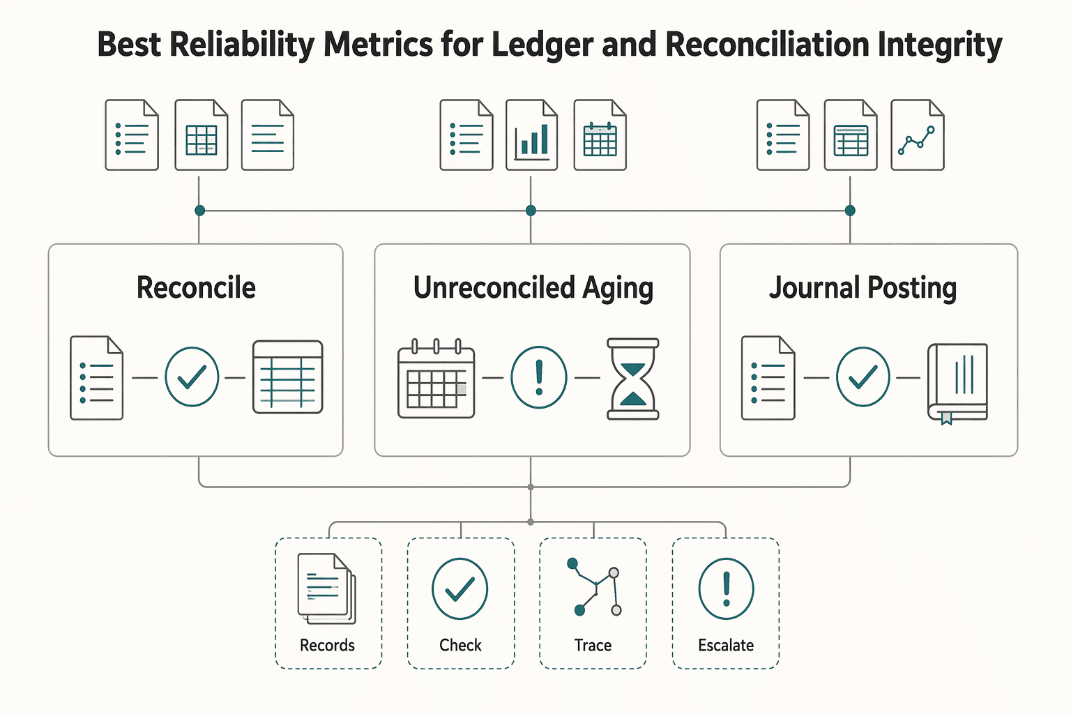 Diagram showing Best reliability metrics for ledger and reconciliation integrity for Customer Success Metrics That Catch Payment Ops Failures Early.