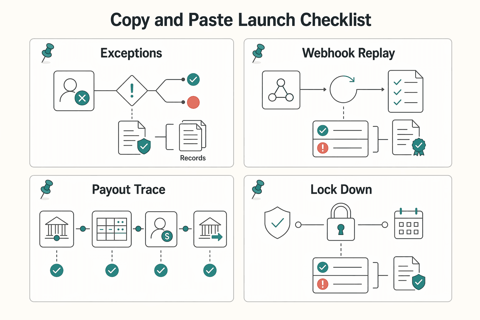 Diagram showing Copy and paste launch checklist for When Virtual Account Numbers Protect Freelancer Bank Details.