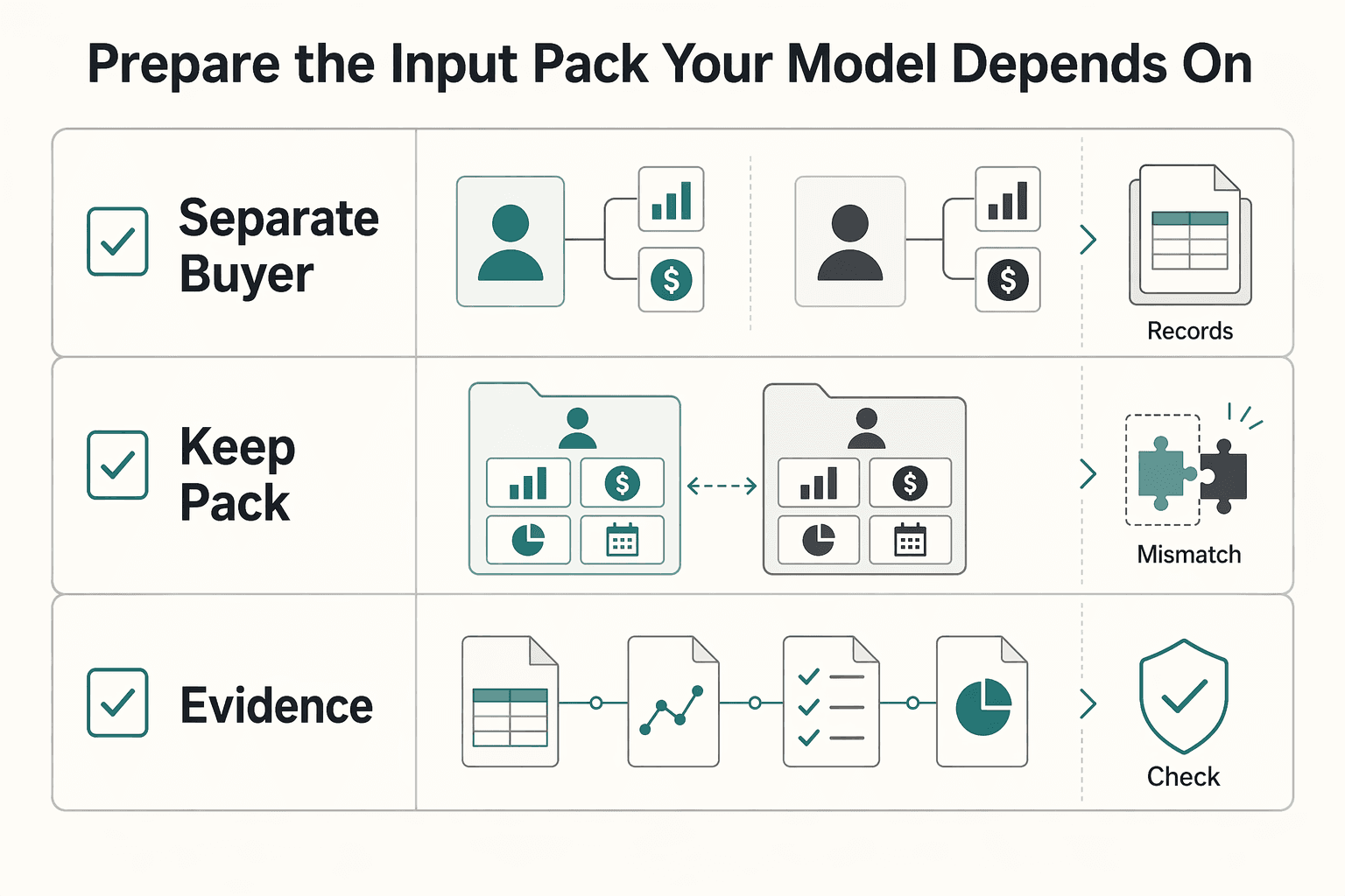 Diagram showing Prepare the input pack your model depends on for How to Calculate LTV in a Two-Sided Marketplace for Buyer, Seller, and Platform Decisions.