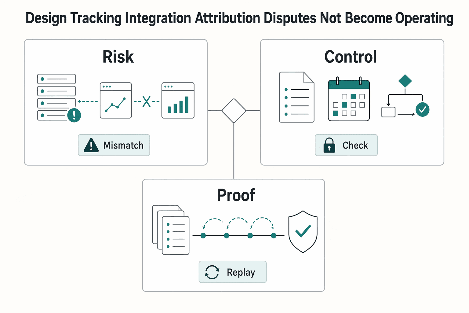 Diagram illustrating Design tracking and integration so attribution disputes do not become your operating model.