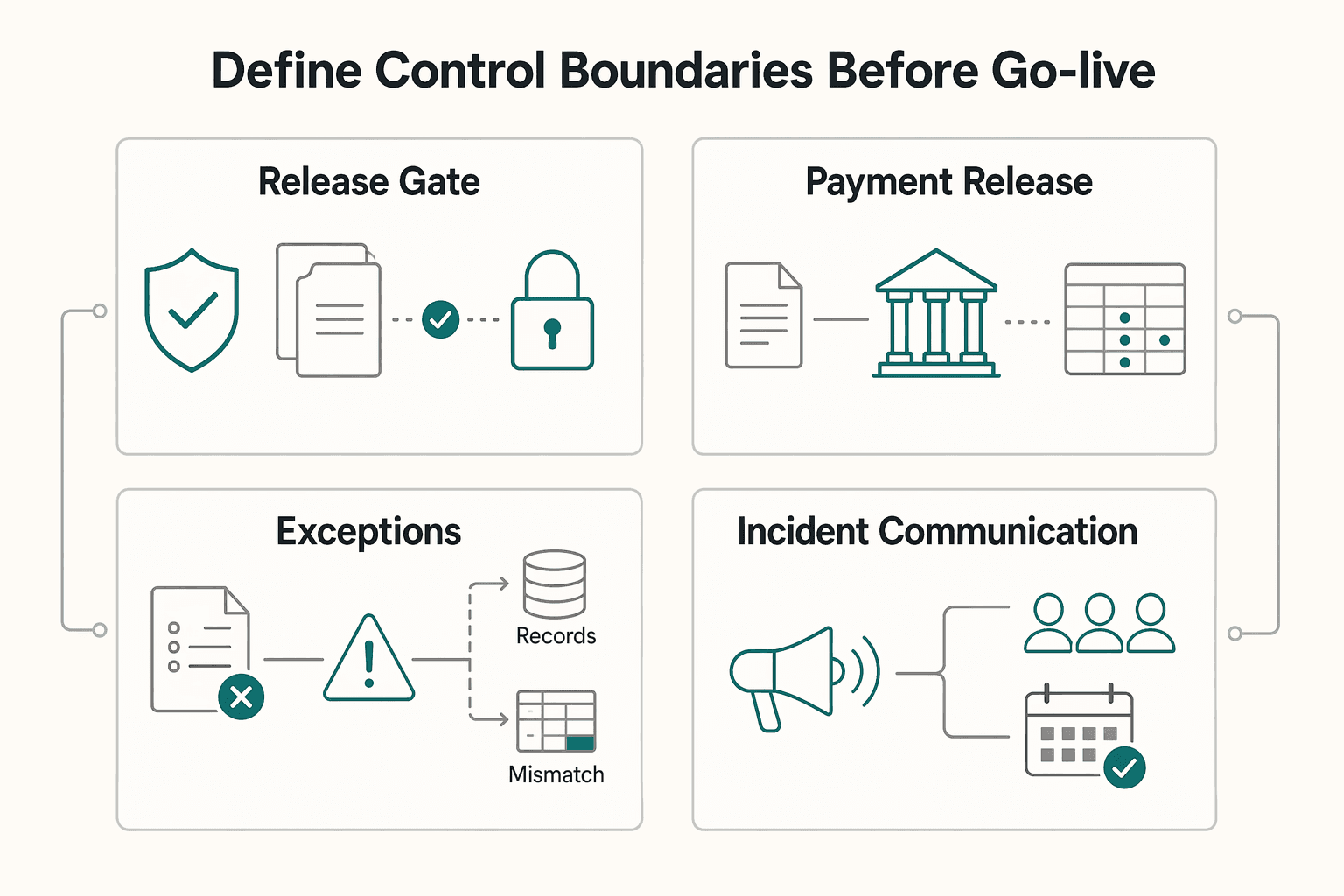 Diagram showing Define control boundaries before go-live for Accounts Payable Outsourcing for Platforms When and How to Hand Off Your Payables to a Third Party.