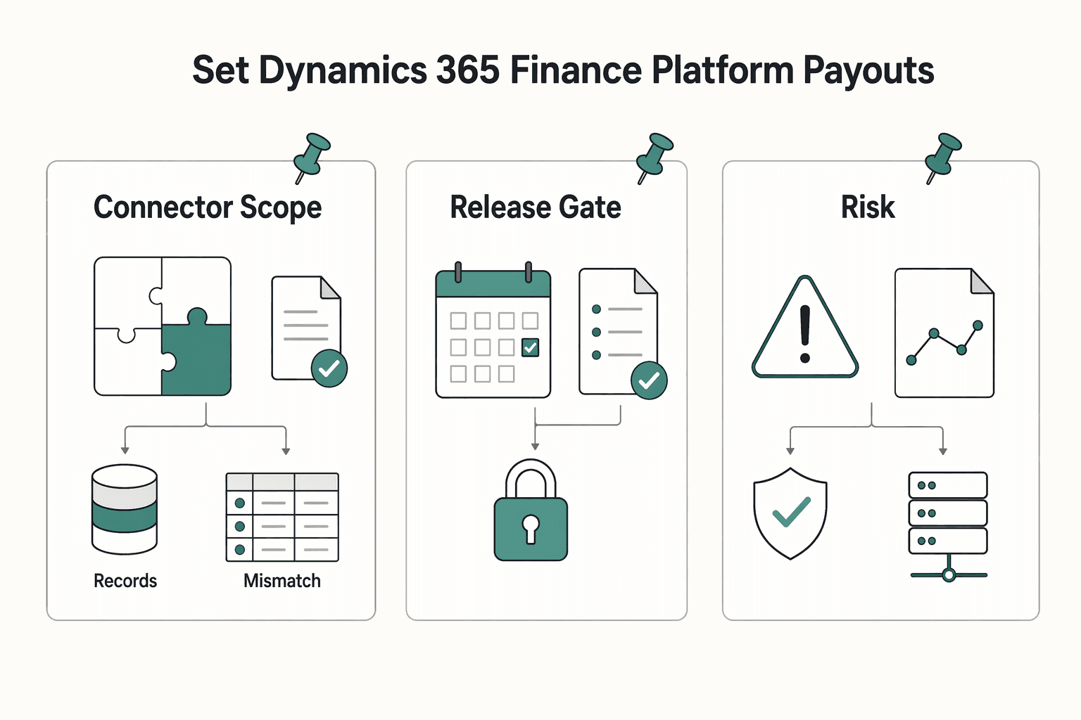 Diagram showing How to set up Dynamics 365 Finance for platform payouts for Microsoft Dynamics 365 for Payment Platforms: Finance Module Setup and Payout Integration Guide.
