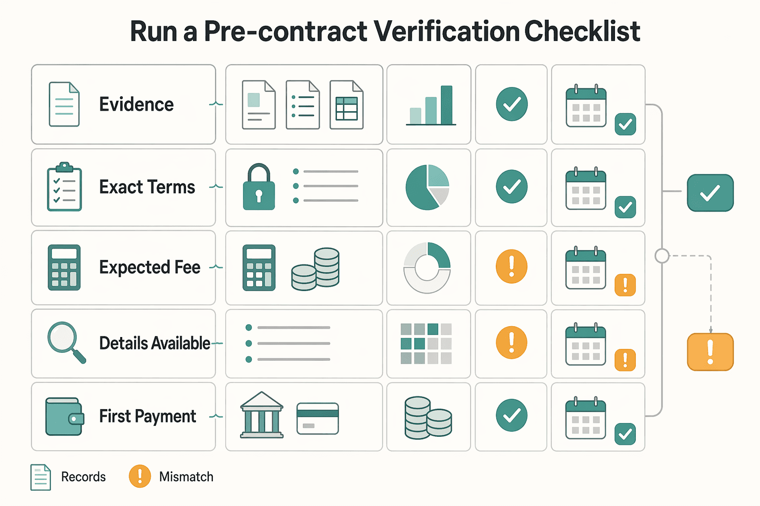 Diagram showing Run a pre-contract verification checklist for The True Cost of Upwork Fees Before You Accept a Contract.