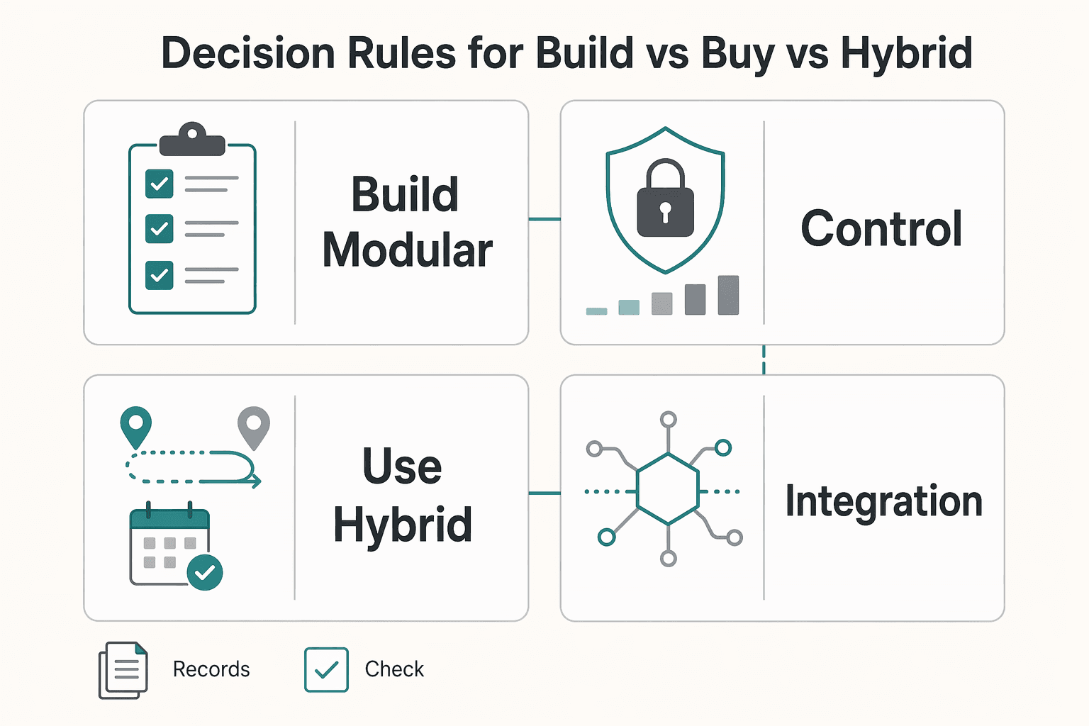 Diagram showing Decision rules for build vs buy vs hybrid for Accounts Payable Automation ROI for Platforms That Need Defensible Results.