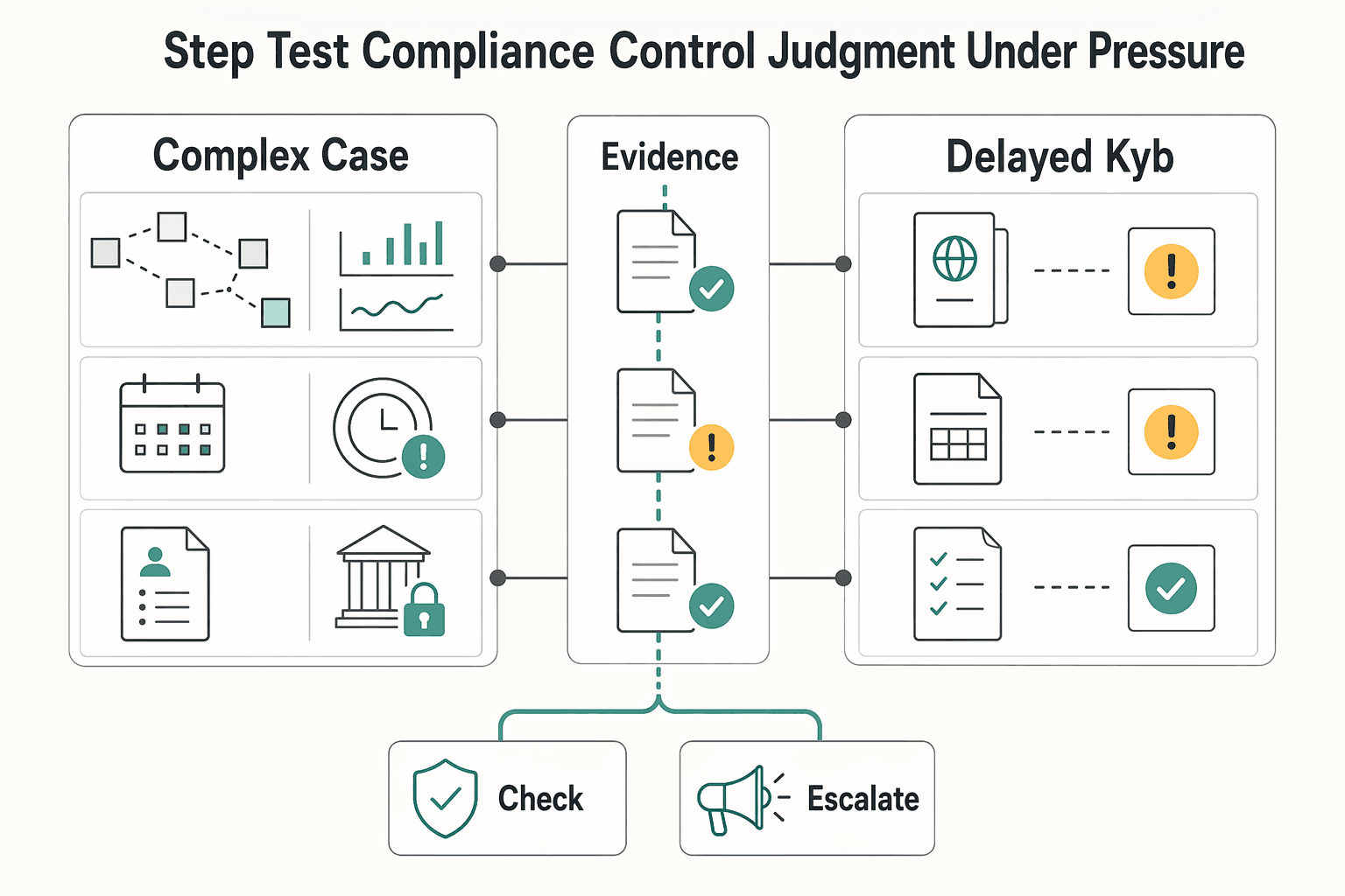 Diagram showing Step 3 test compliance and control judgment under pressure for How to Identify Great Team Leaders in Your Platform Finance Operations.