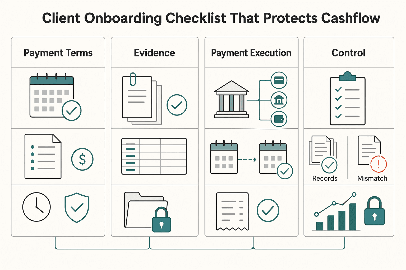 Diagram showing Client Onboarding Checklist That Protects Cashflow for The Best Personal Finance Apps for Freelancers.