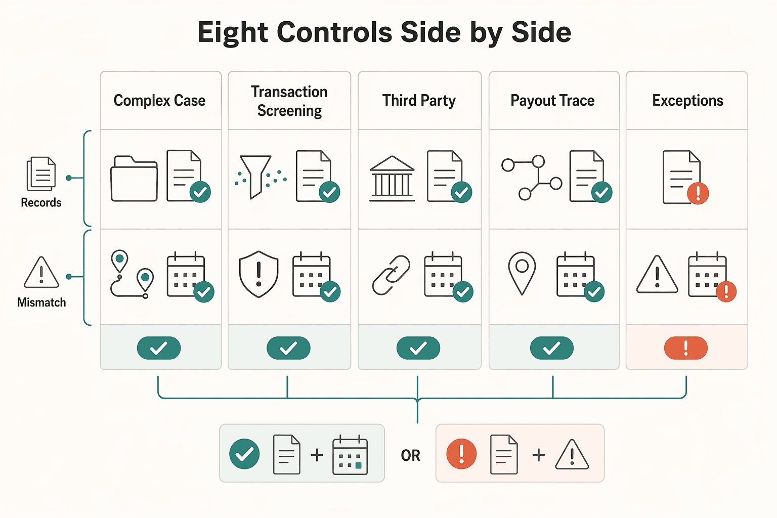 Diagram showing Eight controls side by side for 8 Resilient Compliance Controls for Payment Platforms in 2026.
