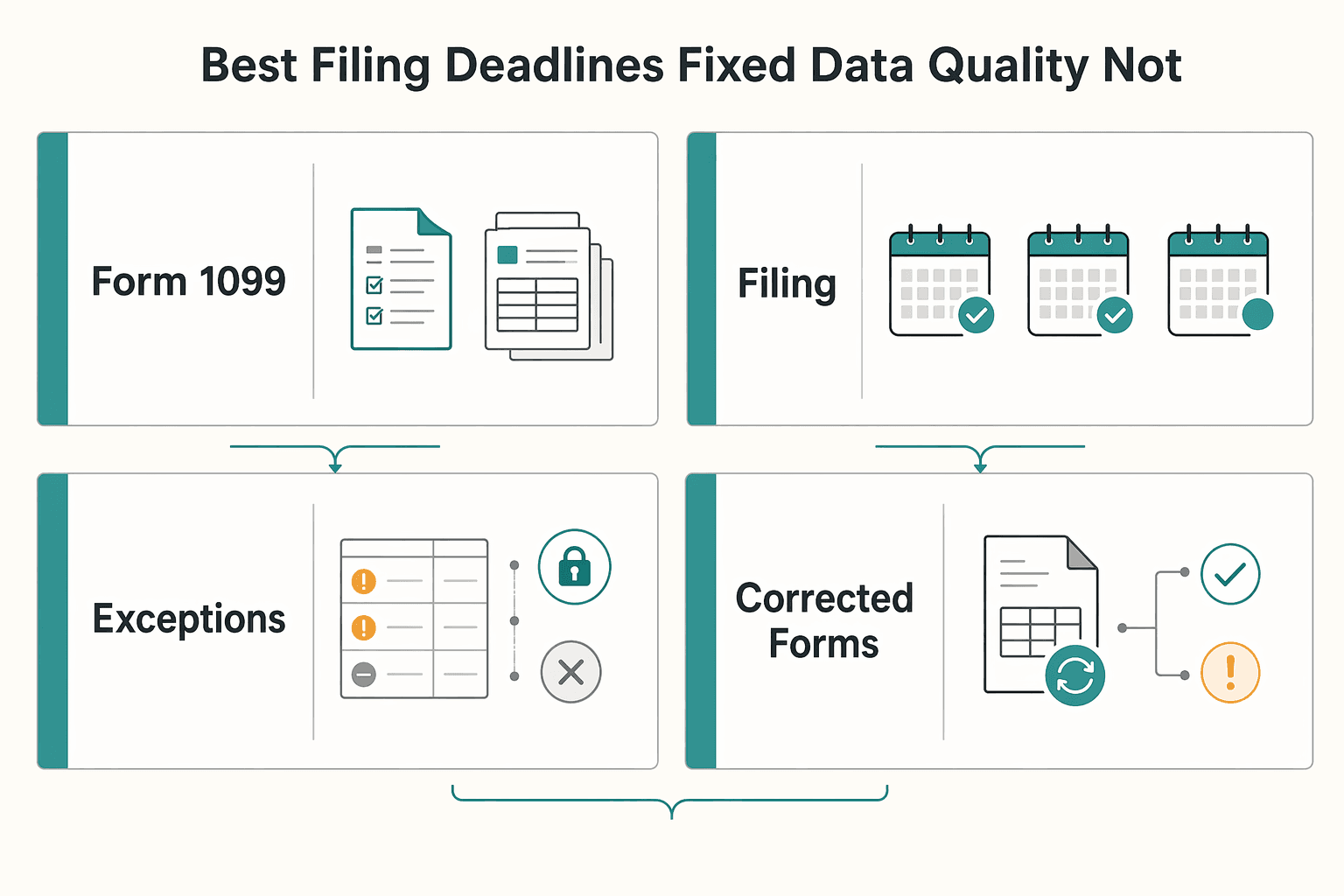 Diagram showing Best when filing deadlines are fixed and your data quality is not for Choosing 1099 Filing Ownership for Platform Contractor Payments.