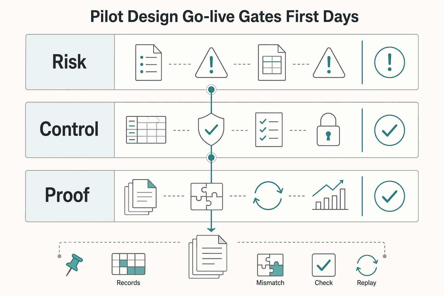 Diagram showing Pilot design and go-live gates in the first 30 days for Accounts Payable Software Comparison for Platforms That Need Operational Proof.