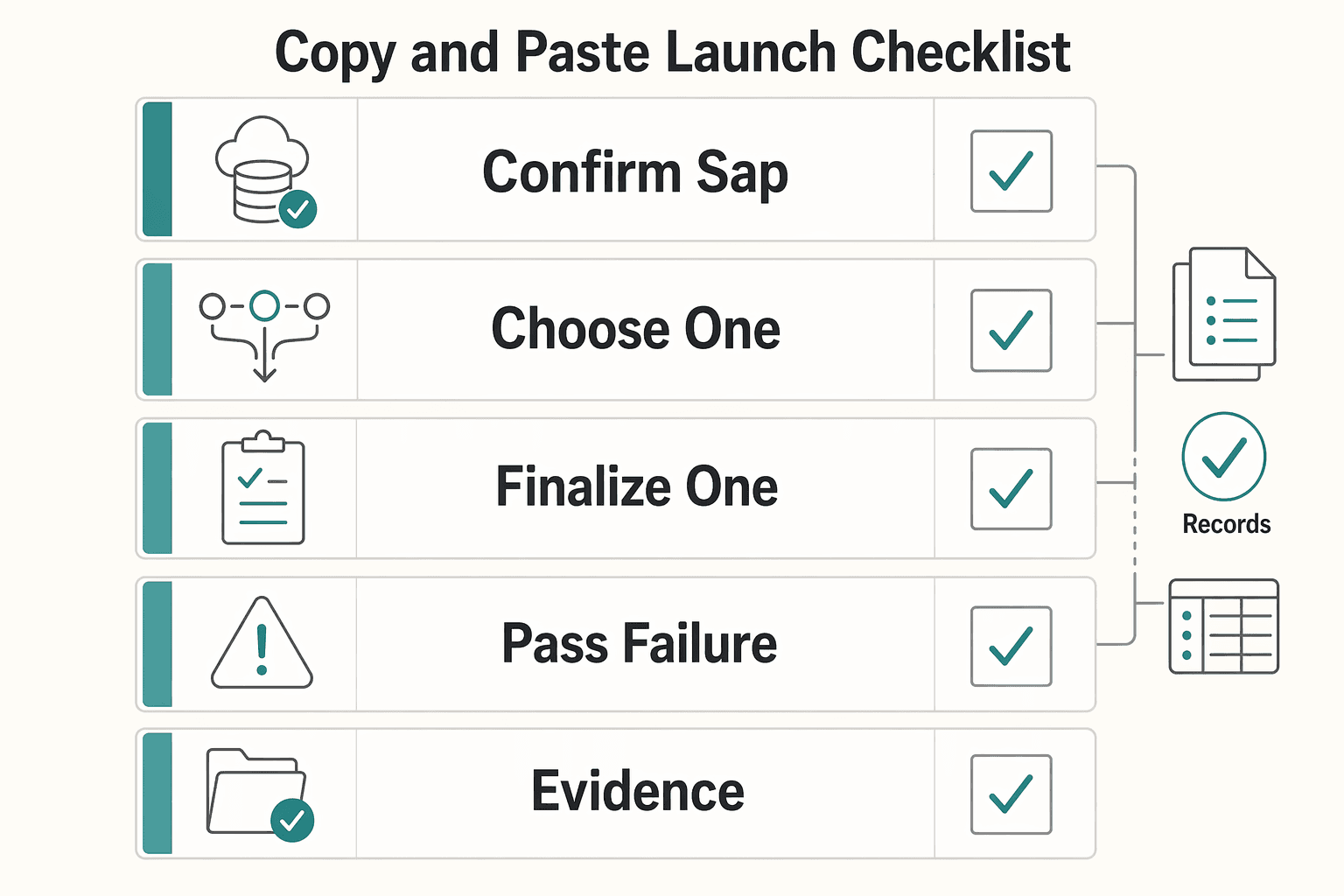 Diagram showing Copy and paste launch checklist for SAP Integration for Payment Platforms: How to Connect Your Payout Infrastructure to SAP ERP.