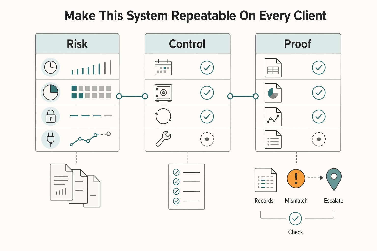 Diagram showing Make this system repeatable on every client for Freelance Financial Management That Protects Cashflow First.
