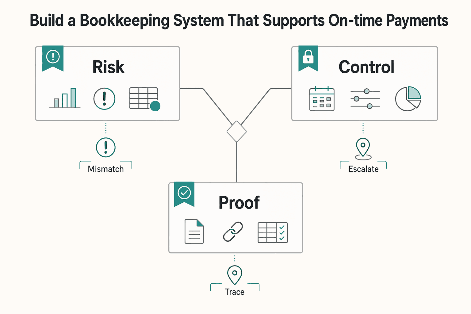 Diagram showing Build a Bookkeeping System That Supports On-Time Payments for Freelance Bookkeeping for Faster, Safer Client Payments.