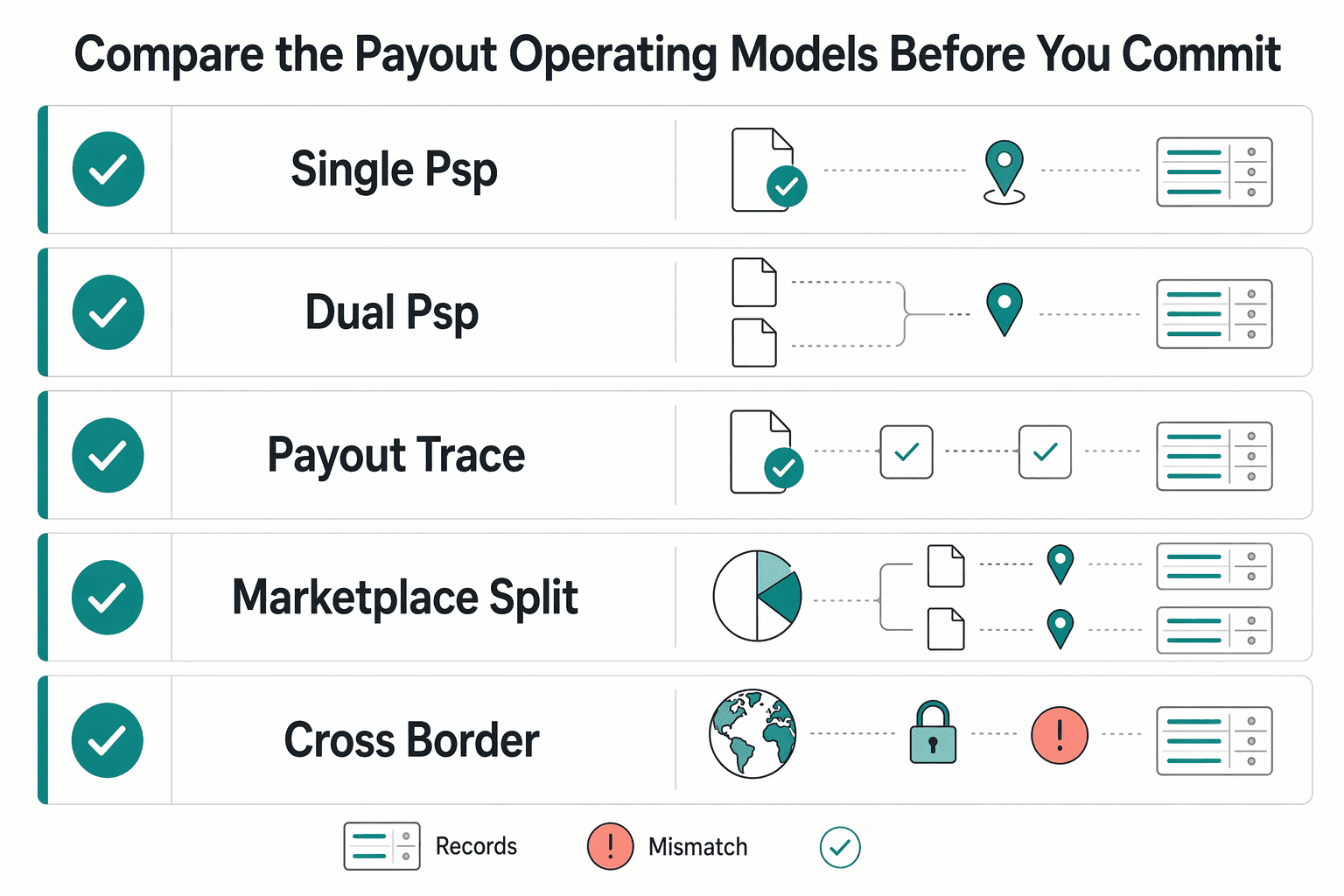 Diagram showing Compare the payout operating models before you commit for Micromobility Payout Challenges for Scooter and Bike-Share Fleets.