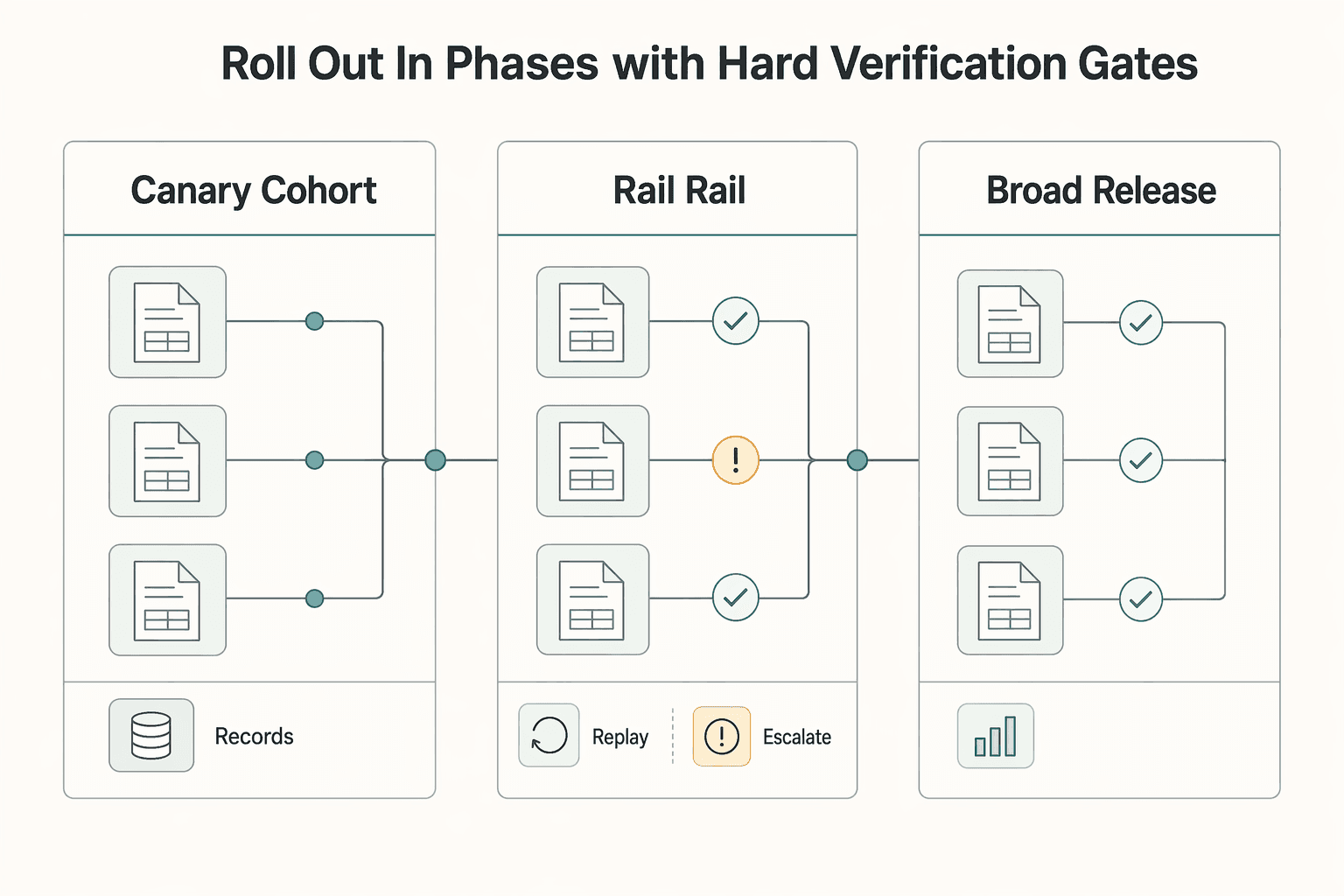 Diagram showing Roll out in phases with hard verification gates for Building a Contractor Payout Tracker Recipients Trust.