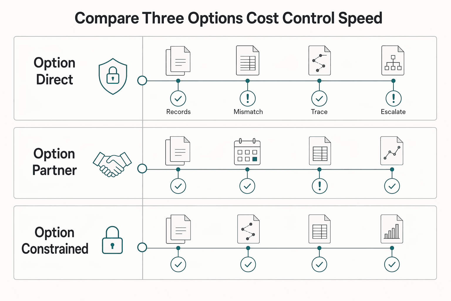 Diagram showing Compare the three options on cost of control and speed for How Streaming Platforms Calculate and Pay Mechanical Rights.
