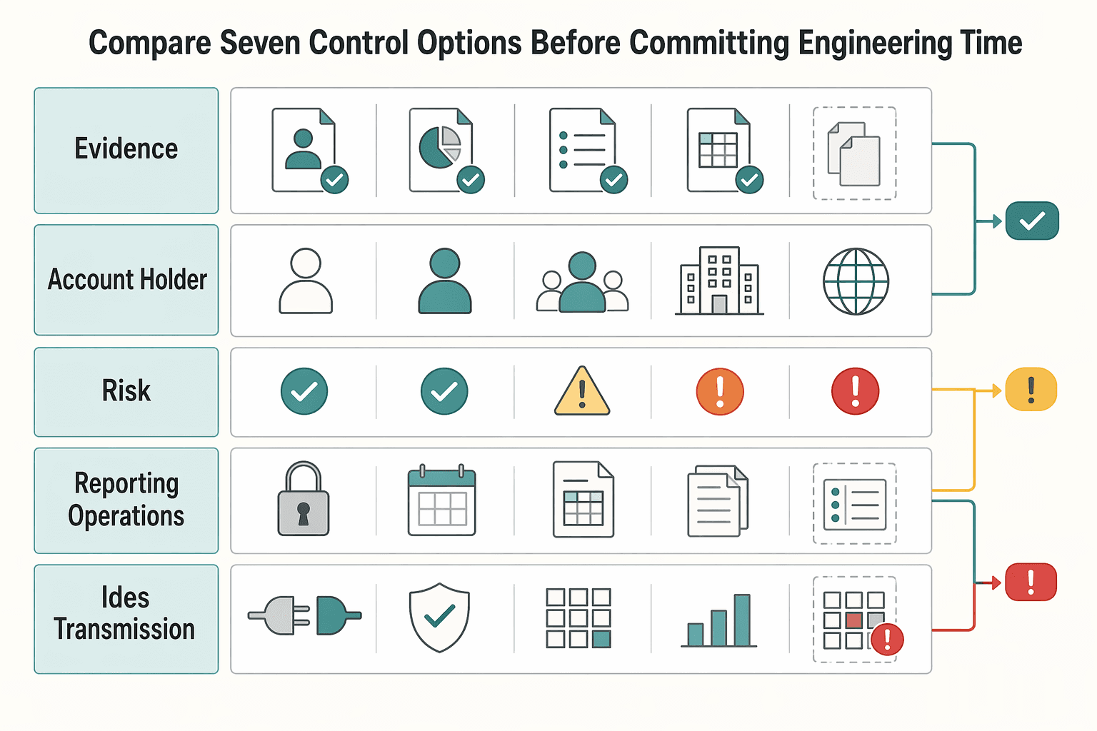 Diagram showing Compare the seven control options before committing engineering time for FATCA Compliance for Marketplace Platforms: Identifying and Reporting Foreign Account H....