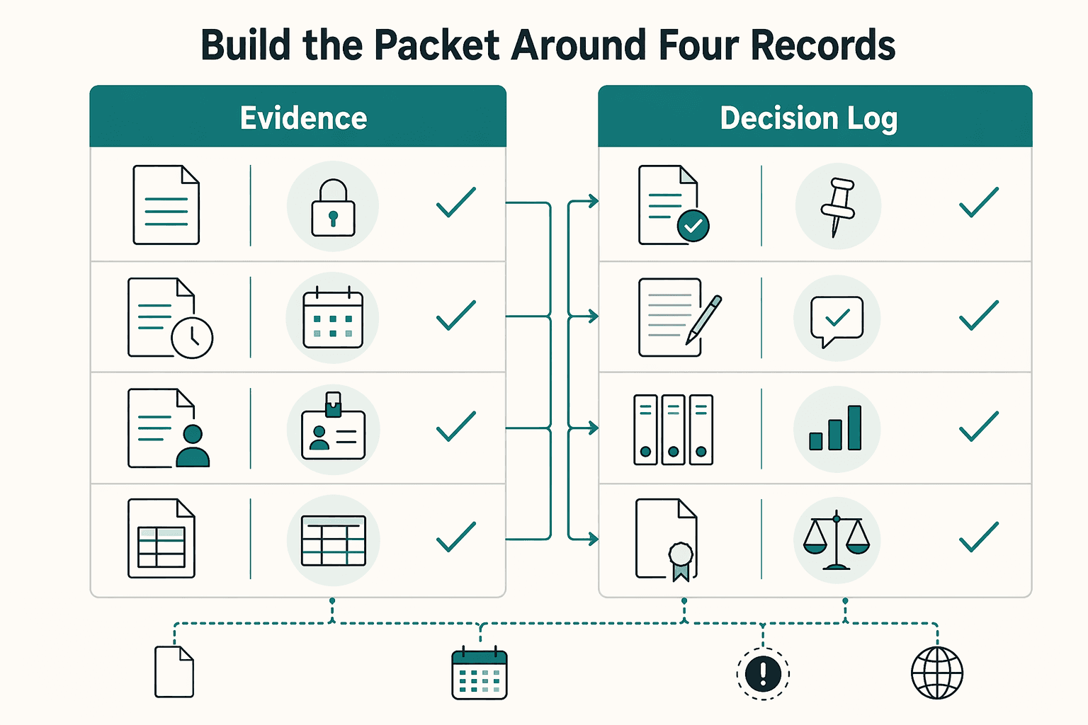 Diagram showing Build the packet around four records for IRS Form 8233: When Foreign Contractors Claim Treaty Exemptions and What Platforms Must Verify.