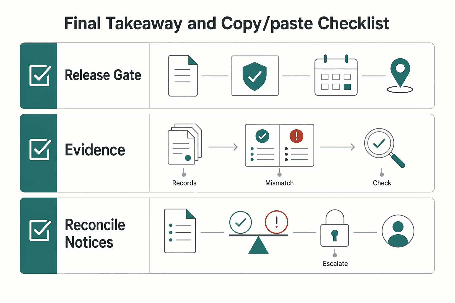 Diagram showing Final takeaway and copy/paste checklist for GDPR for Marketplace Platforms: How to Handle Contractor and Seller Personal Data Compliantly.