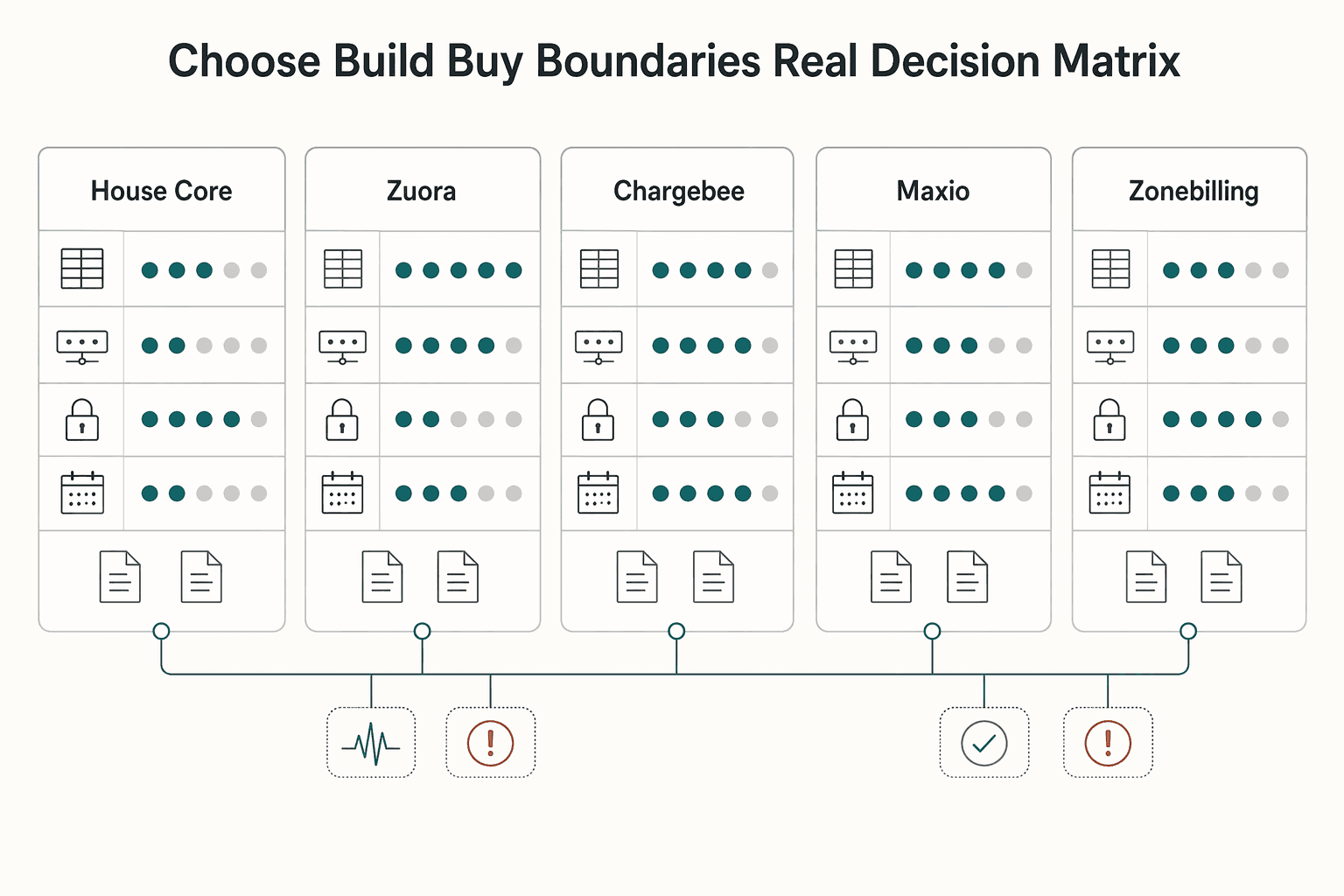 Diagram showing Choose Build vs Buy Boundaries With a Real Decision Matrix for How to Build a Subscription Billing Engine for Your B2B Platform.