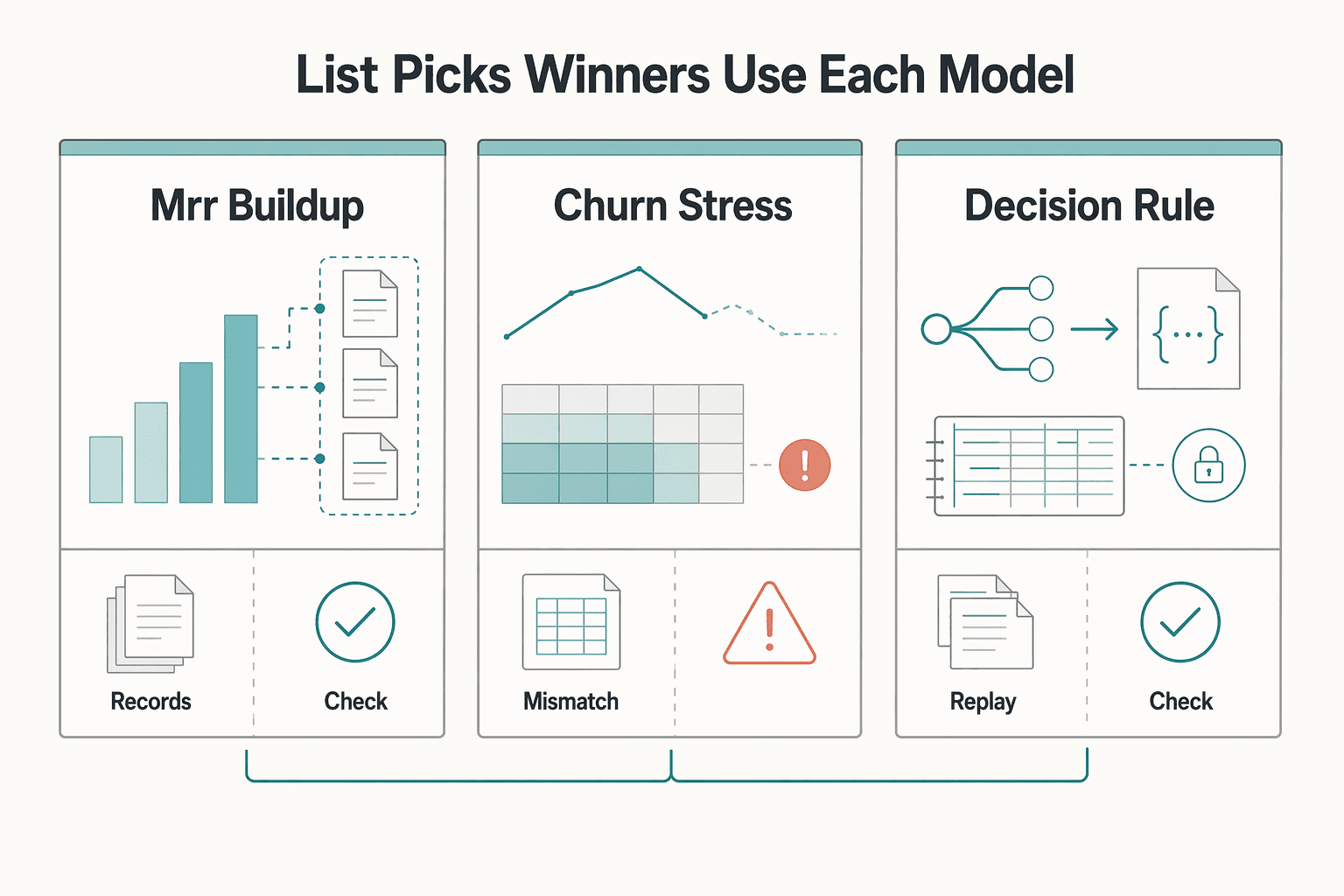 Diagram showing How this list picks winners and when to use each model for Subscription Revenue Forecasting for Platform Teams Modeling MRR Churn and Expansion.