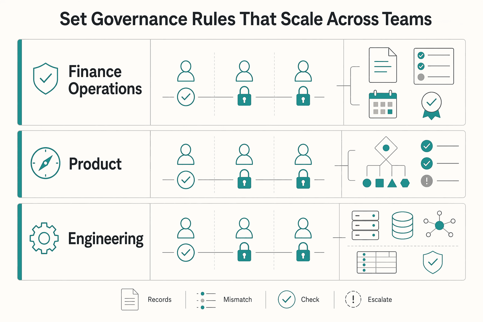 Diagram showing Set governance rules that scale across teams for Credit Invoices Explained: How to Issue Reversals and Adjustments in a Subscription Billing Platform.
