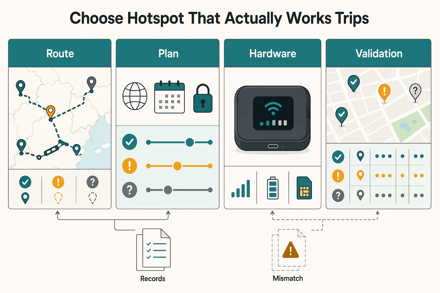 Diagram showing How to Choose a Hotspot That Actually Works for Your Trips for The Best Portable Wi-Fi Hotspots for Travelers.