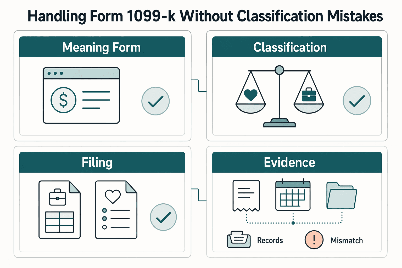 Diagram showing Handling Form 1099-K without classification mistakes for How the IRS Classifies Your Side Hustle as a Hobby or Business.