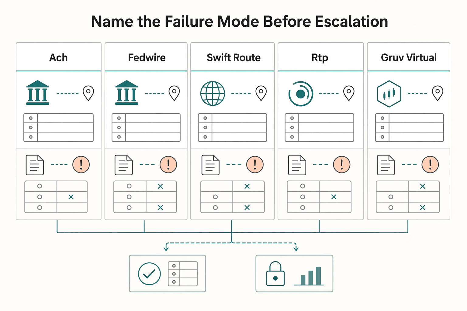 Diagram showing Name the failure mode before escalation for How to Handle Payment Exceptions at Scale: Routing Disputes Corrections and Manual Overrides.