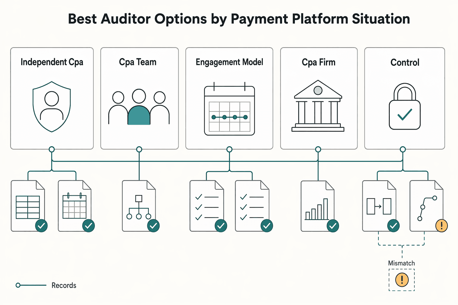 Diagram showing Best auditor options by payment platform situation for What Payment Platform Auditors Actually Test in SOC 2 Type II.