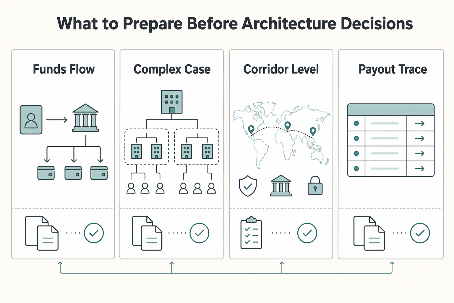 Diagram showing What to prepare before architecture decisions for Omnibus Account Architecture for Platforms Holding Contractor Funds.