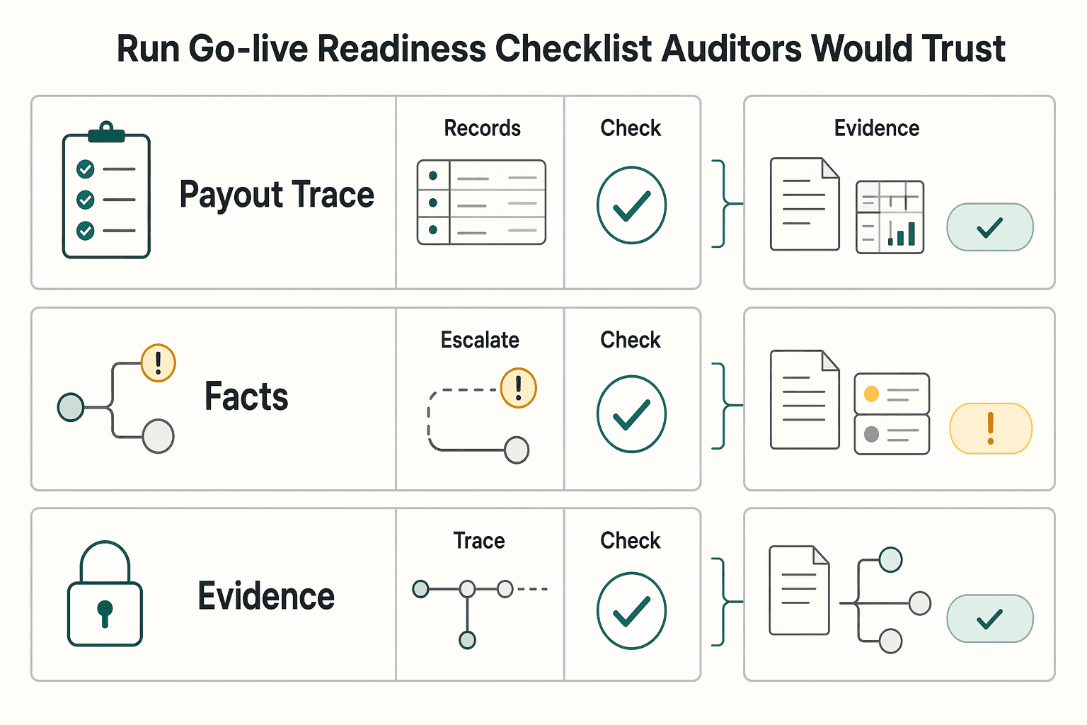 Diagram showing Run a go-live readiness checklist your auditors would trust for Virtual Accounts for Client-Level Payment Reconciliation.