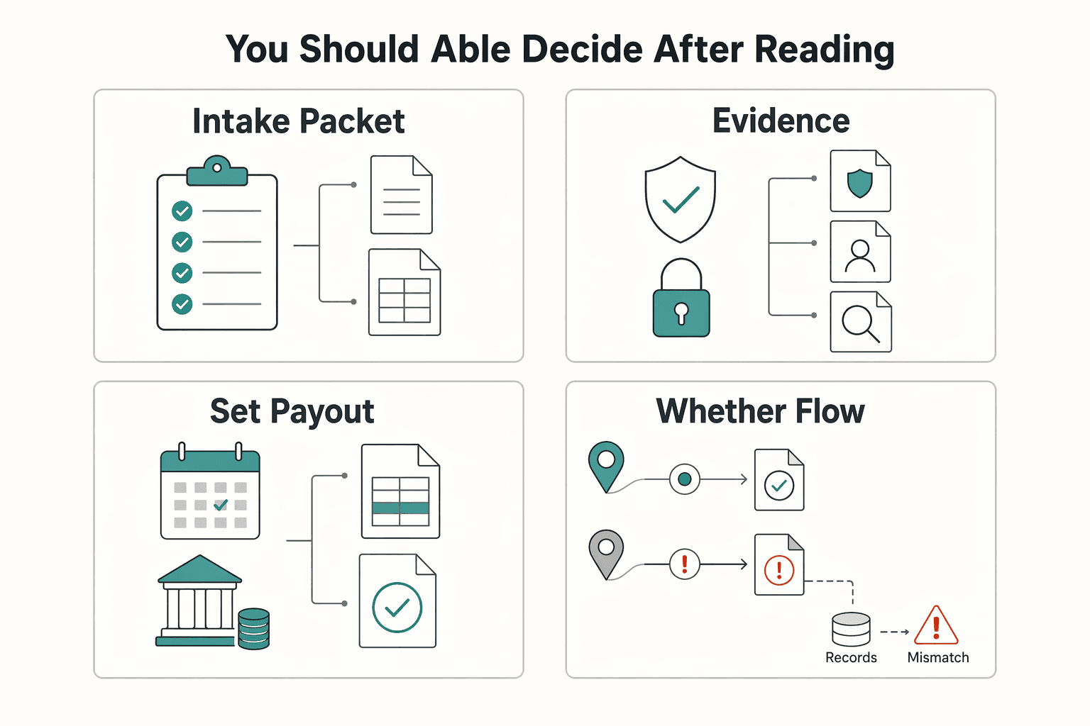 Diagram showing What you should be able to decide after reading for How Home Services Platforms Verify, Dispatch, and Pay Contractors.