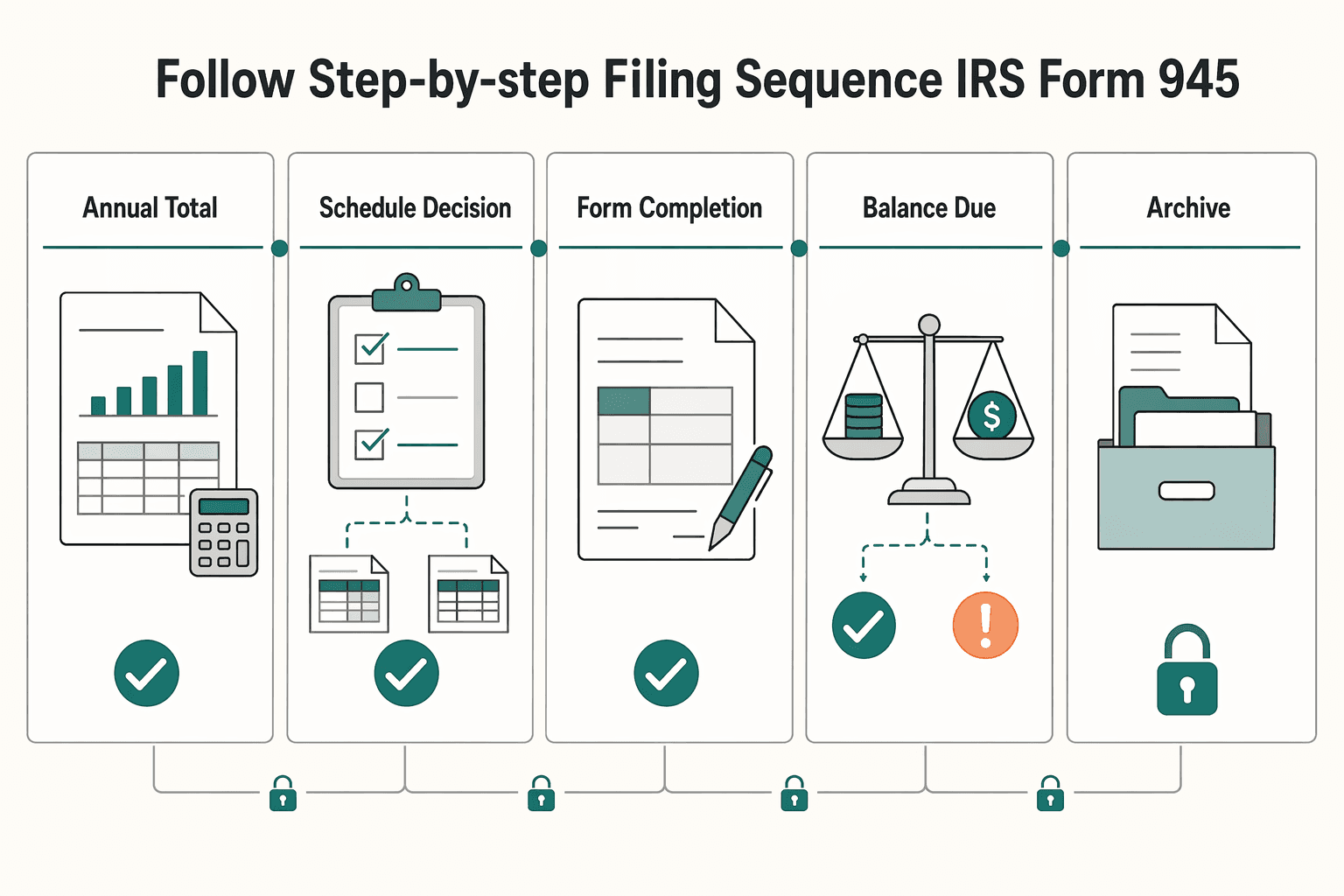 Diagram showing Follow a step-by-step filing sequence in IRS Form 945 for How to File IRS Form 945 for Backup Withholding: A Platform Operator Guide.