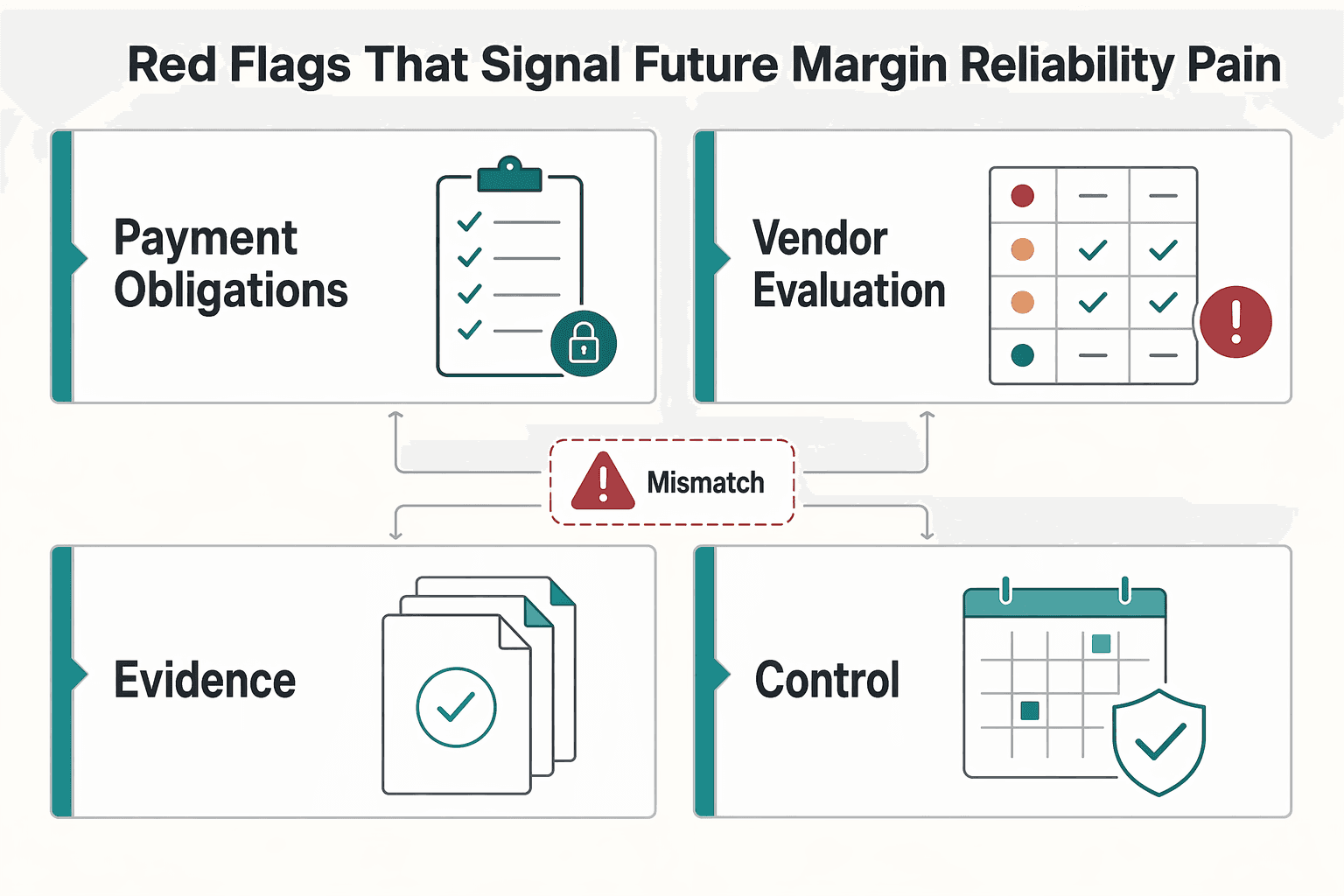 Diagram showing Red flags that signal future margin or reliability pain for Negotiate Payment Platform Contracts Without Pricing or Exit Surprises.