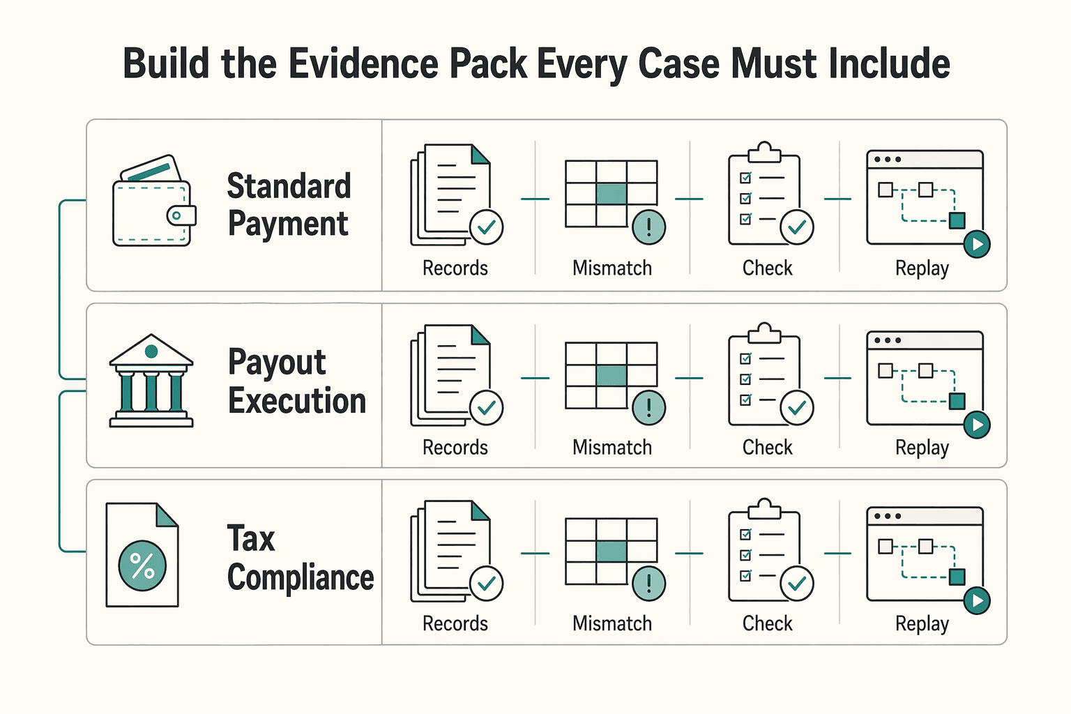 Diagram showing Build the evidence pack every case must include for Build a Fair Internal Contractor Payment Dispute Process.